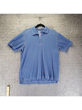 Age Of Wisdom Shirt Mens Medium Blue Polo Short-Sleeve Lightweight